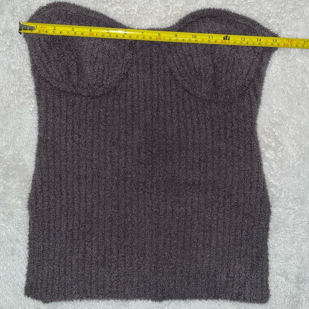 4th & Reckless‎ Fuzzy Gray Strapless Knit Top - Picture 7 of 7